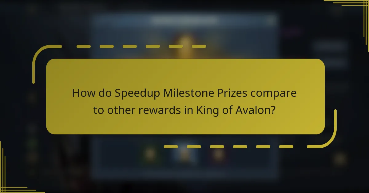 How do Speedup Milestone Prizes compare to other rewards in King of Avalon?
